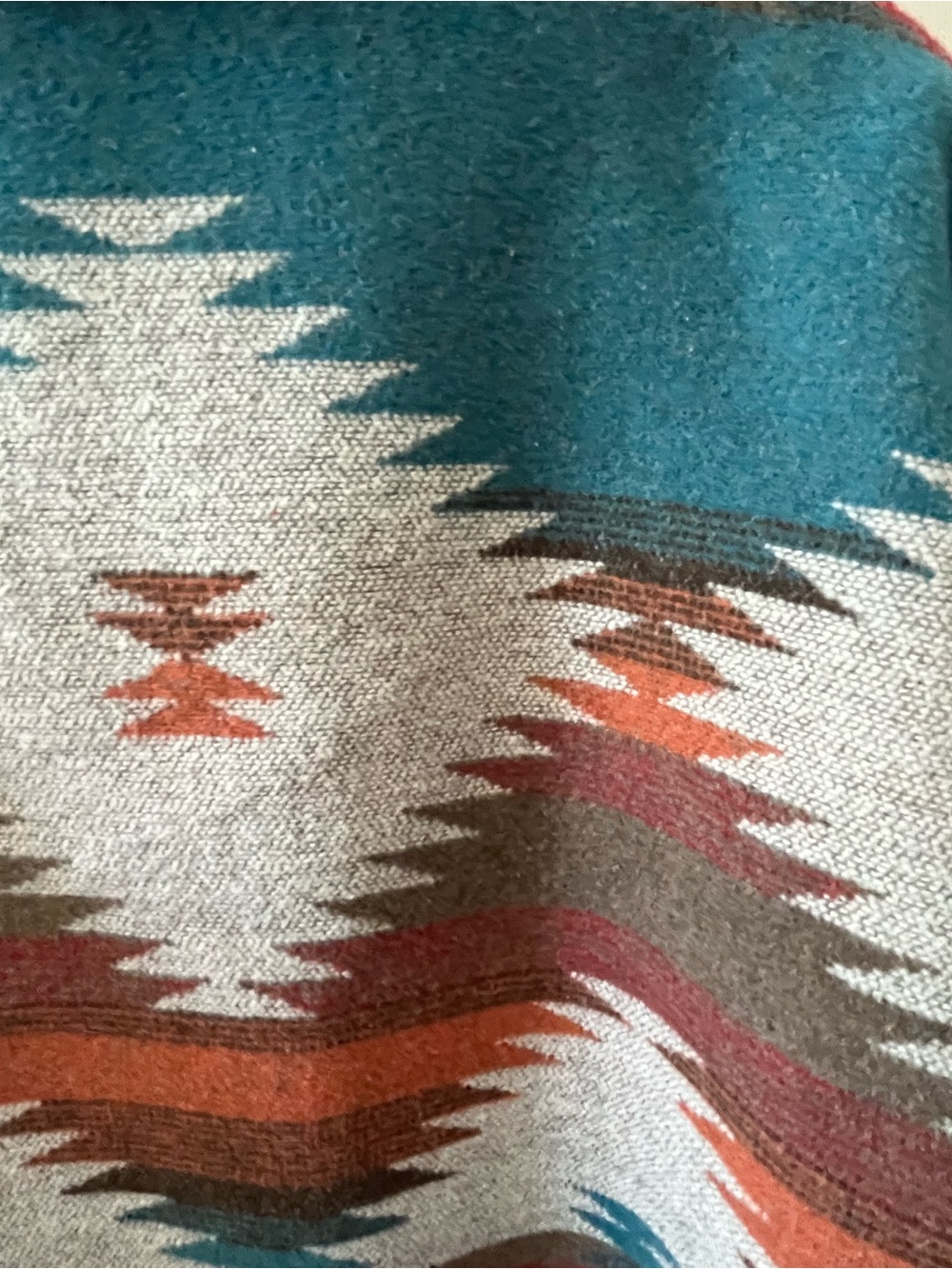 Patterned Aztec-Style Teal & Rust Women's  Jacket - Picture 4 of 6